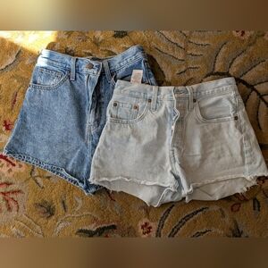 Levi's Women's Light and Medium Blue Jean Shorts- 24 and 25